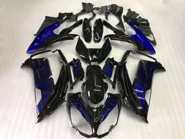 Descuento Carenados Moto Kawasaki EX650 2012-2016 - Negro Brillante Azul Llama