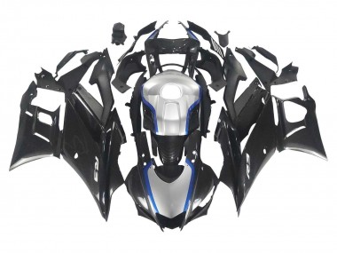 Descuento Carenados Moto Yamaha YZF R3/R25 2022-2024 - Negro FibraCarbono Estilo Plata Azul
