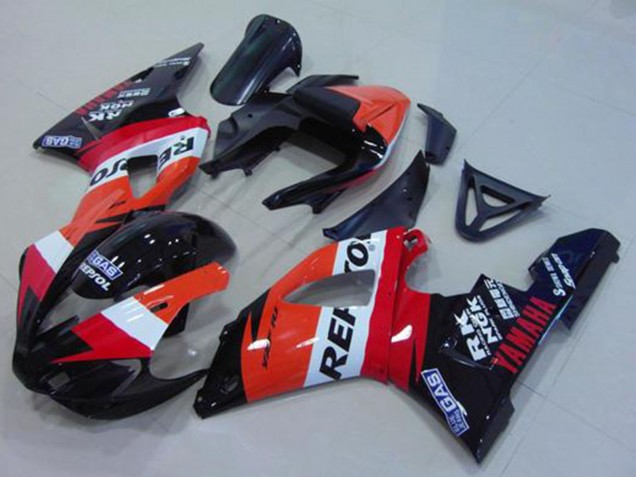 Descuento Carenado Moto Yamaha YZF R1 2000-2001 - Naranja Blanco Rojo Negro Repsol