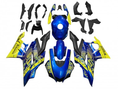 Descuento Carenados Moto Yamaha YZF R3/R25 2022-2024 - Amarillo Azul Negro Mate 93