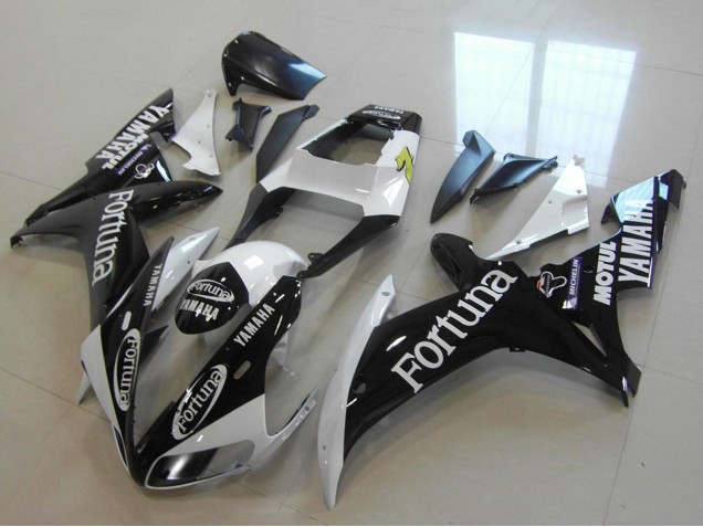 Descuento Carenados Moto Yamaha YZF R1 2002-2003 - Blanco Negro Brillante Fortuna Motul