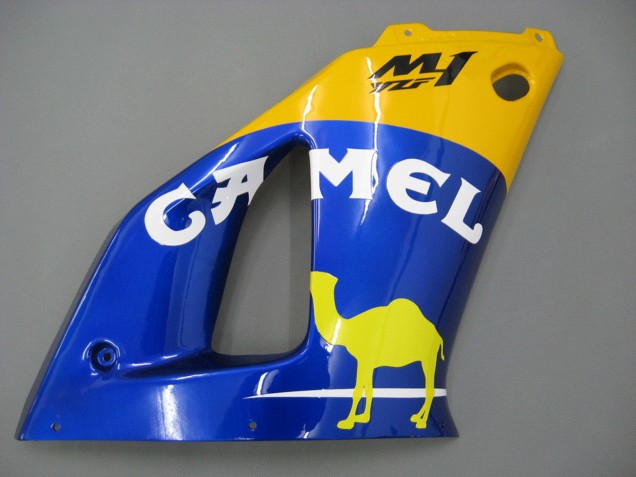 Descuento Carenados Moto Yamaha YZF 1000 R1 2000-2001 - Blanco Amarillo Azul Motul Camello