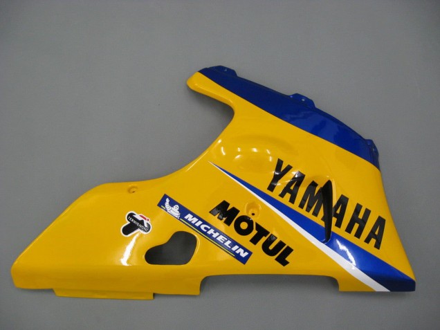 Descuento Carenados Moto Yamaha YZF 1000 R1 2000-2001 - Blanco Amarillo Azul Motul Camello