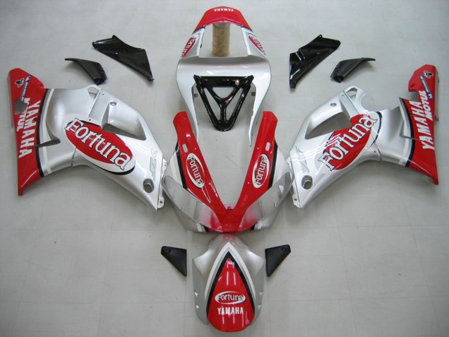 Descuento Carenados Moto Yamaha YZF 1000 R1 2000-2001 - Plata Rojo Fortuna Motul
