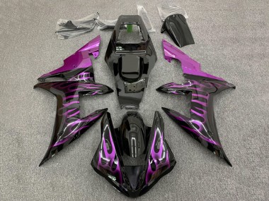 Descuento Carenados Moto Yamaha YZF 1000 R1 2002-2003 - Negro Brillante Púrpura Llama
