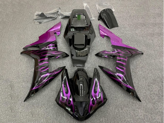 Descuento Carenados Moto Yamaha YZF 1000 R1 2002-2003 - Negro Brillante Púrpura Llama