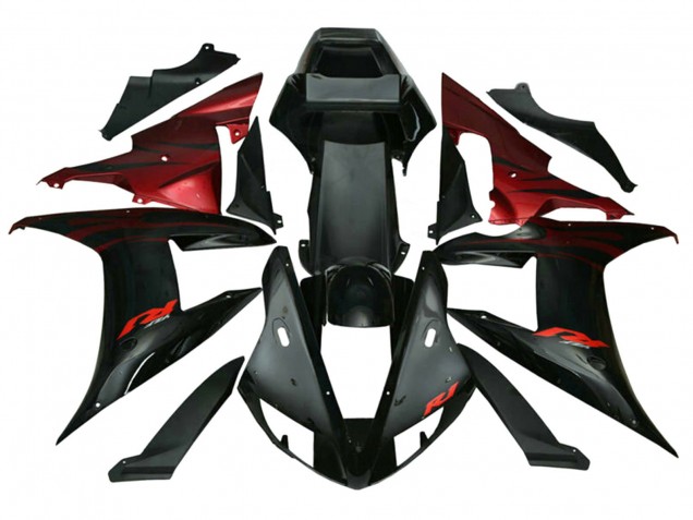 Descuento Carenados Moto Yamaha YZF 1000 R1 2002-2003 - Rojo Negro Llama