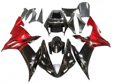 Descuento Carenados Moto Yamaha YZF 1000 R1 2002-2003 - Negro Brillante Rojo Llama