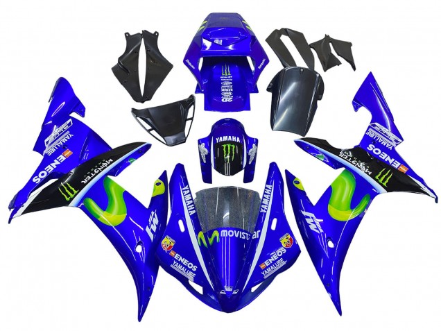 Descuento Carenados Moto Yamaha YZF 1000 R1 2002-2003 - Azul Negro Verde MoviStar ENEOS Monstruo