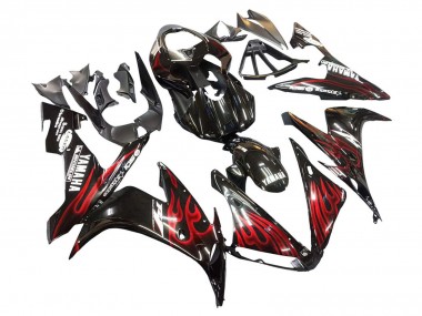 Descuento Carenados Moto Yamaha YZF 1000 R1 2004-2006 - Negro Brillante Rojo Llama