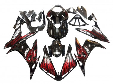 Descuento Carenados Moto Yamaha YZF 1000 R1 2004-2006 - Negro Brillante Rojo Llama
