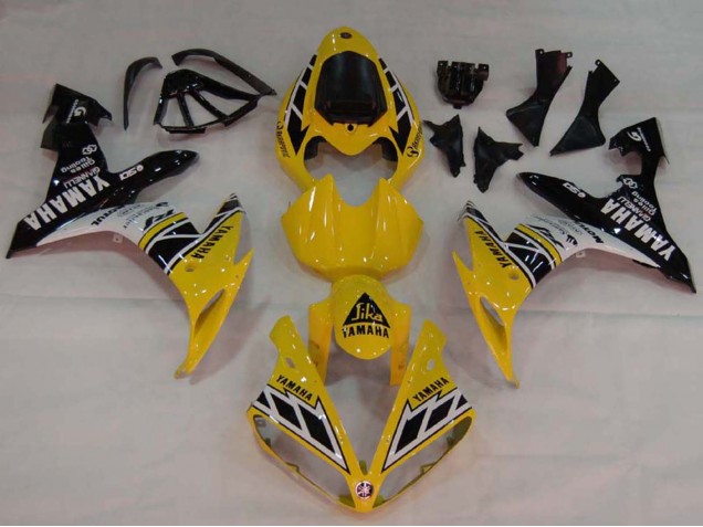 Descuento Carenados Moto Yamaha YZF 1000 R1 2004-2006 - Amarillo Blanco Negro Brillante
