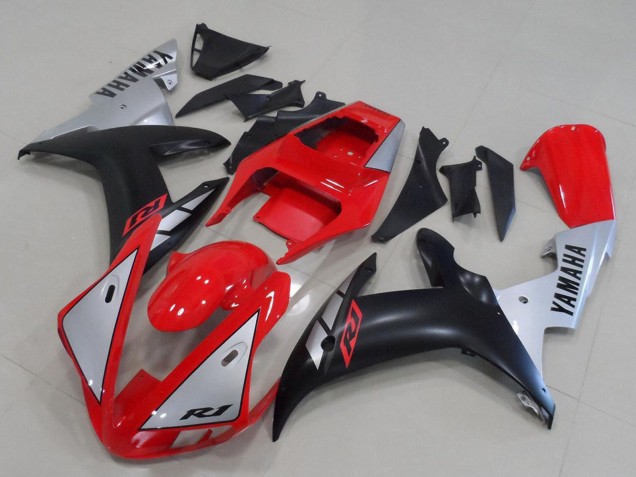 Descuento Carenados Moto Yamaha YZF R1 2002-2003 - Rojo Plata Negro Mate
