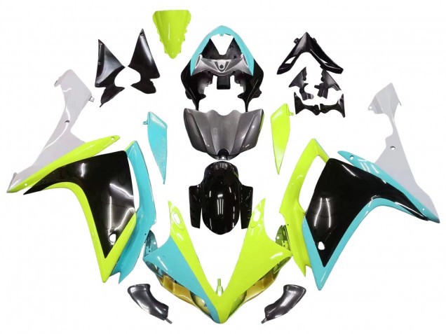 Descuento Carenados Moto Yamaha YZF 1000 R1 2007-2008 - Azul Claro Verde Lima Negro