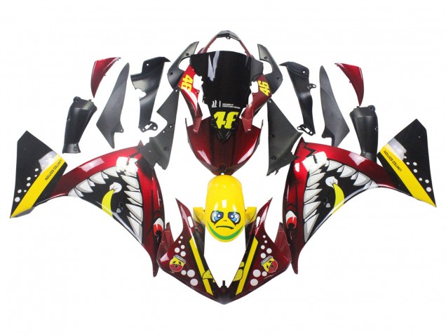 Descuento Carenados Moto Yamaha YZF 1000 R1 2009-2011 - Rojo Amarillo Negro Tiburón 46