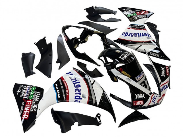 Descuento Carenados Moto Yamaha YZF 1000 R1 2009-2011 - Negro Brillante Blanco Rojo Volvo Fimer Yamalube 87