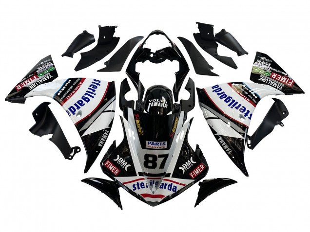 Descuento Carenados Moto Yamaha YZF 1000 R1 2009-2011 - Negro Brillante Blanco Rojo Volvo Fimer Yamalube 87