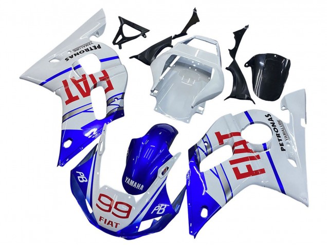 Descuento Carenados Moto Yamaha YZF 600 R6 1998-2002 - Blanco Azul Rojo Fiat 99