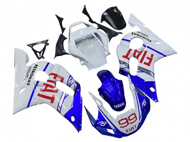 Descuento Carenados Moto Yamaha YZF 600 R6 1998-2002 - Blanco Azul Rojo Fiat 99