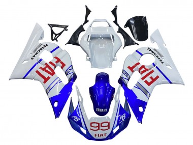 Descuento Carenados Moto Yamaha YZF 600 R6 1998-2002 - Blanco Azul Rojo Fiat 99