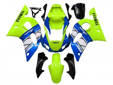 Descuento Carenados Moto Yamaha YZF 600 R6 1998-2002 - Neon Verde Azul Blanco Champions