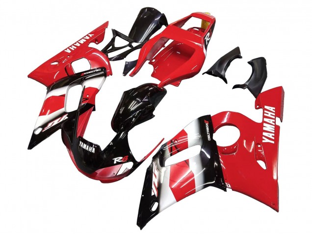 Descuento Carenado Moto Yamaha YZF 600 R6 1998-2002 - Rojo Blanco Negro Brillante