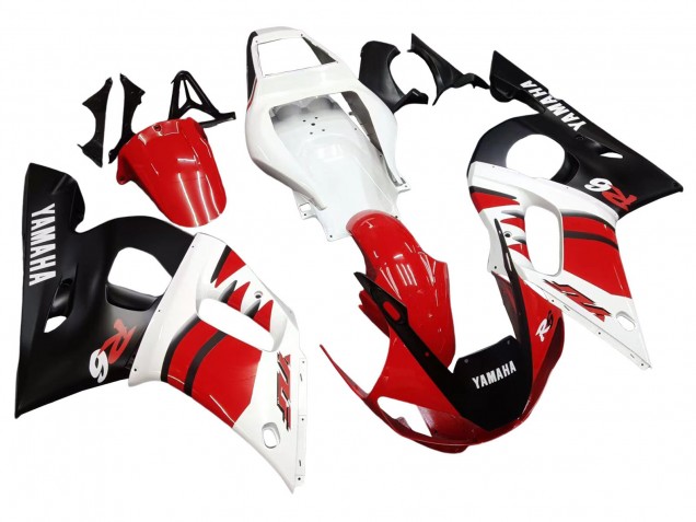 Descuento Carenados Moto Yamaha YZF 600 R6 1998-2002 - Blanco Rojo Negro Brillante