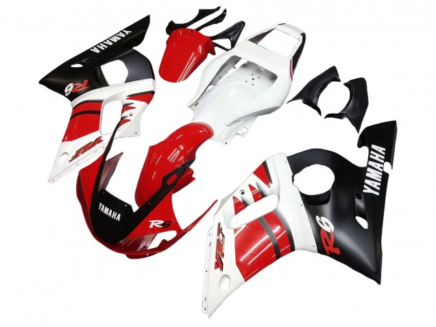Descuento Carenados Moto Yamaha YZF 600 R6 1998-2002 - Blanco Rojo Negro Brillante