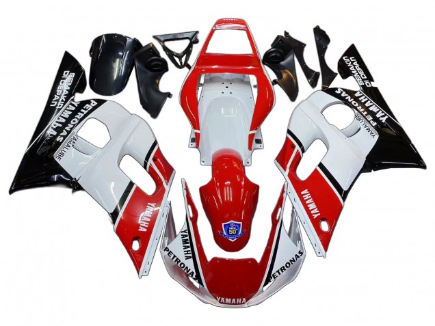 Descuento Carenados Moto Yamaha YZF 600 R6 1998-2002 - Blanco Rojo Negro Petronas Yamalube 50th