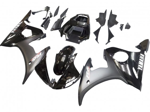 Descuento Carenados Moto Yamaha YZF R6 2003-2004 - Negro Brillante Negro Mate Blanco Calcomanías