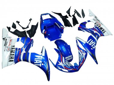 Descuento Carenados Moto Yamaha YZF R6 2003-2004 - Blanco Azul Fiat Motul Kastinee