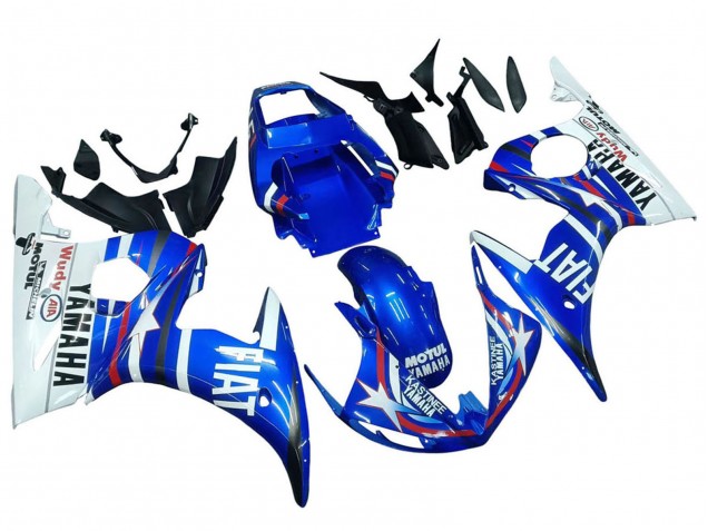 Descuento Carenados Moto Yamaha YZF R6S 2006-2009 - Blanco Azul Fiat Motul Kastinee