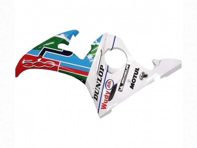 Descuento Carenados Moto Yamaha YZF R6S 2006-2009 - Blanco Azul Verde Rojo Kastinee Dunlop Motul