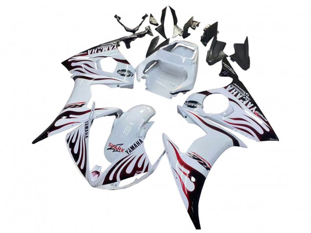 Descuento Carenados Moto Yamaha YZF R6S 2006-2009 - Blanco Dark Negro Llama