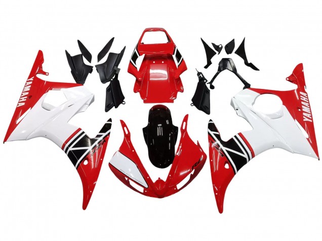 Descuento Carenado Moto Yamaha YZF R6S 2006-2009 - Blanco Rojo Negro Brillante