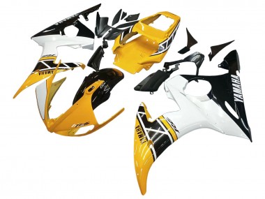 Descuento Carenados Moto Yamaha YZF R6S 2006-2009 - Amarillo Blanco Negro Brillante