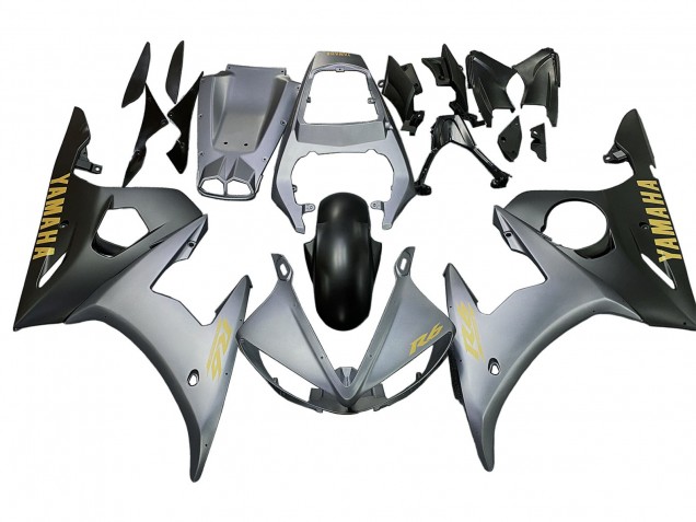 Descuento Carenados Moto Yamaha YZF R6 2003-2004 - Gris Mate Negro Mate Oro Calcomanías