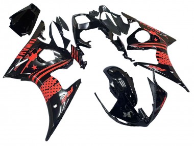 Descuento Carenado Moto Yamaha YZF R6 2003-2004 - Negro Brillante Rojo