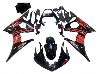 Descuento Carenado Moto Yamaha YZF R6 2003-2004 - Negro Brillante Rojo