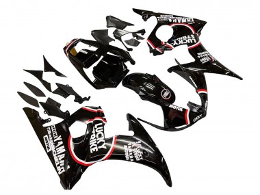 Descuento Carenados Moto Yamaha YZF R6 2003-2004 - Negro Brillante Rojo Blanco Lucky Strike Motul