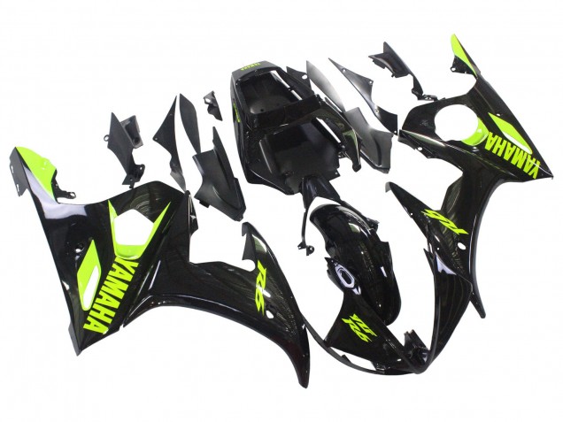 Descuento Carenados Moto Yamaha YZF R6 2003-2004 - Negro Brillante Neon Amarillo