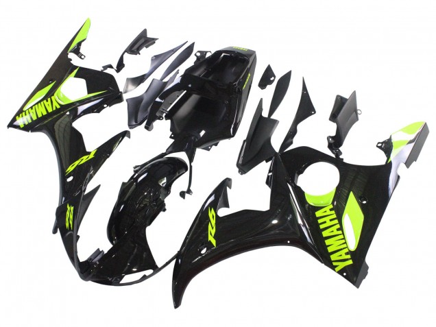 Descuento Carenados Moto Yamaha YZF R6 2003-2004 - Negro Brillante Neon Amarillo