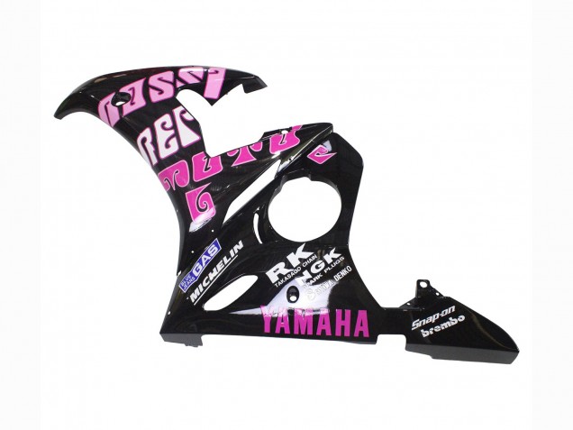 Descuento Carenados Moto Yamaha YZF R6 2003-2004 - Amarillo Rosa Negro Brillante Rossi Repsol 46