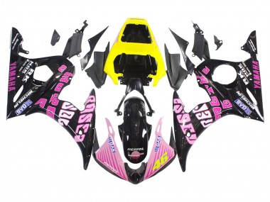 Descuento Carenados Moto Yamaha YZF R6S 2006-2009 - Amarillo Rosa Negro Brillante Rossi Repsol 46
