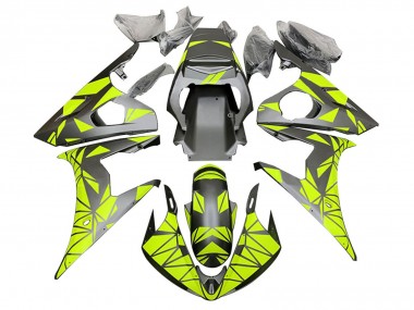 Descuento Carenados Moto Yamaha YZF R6S 2006-2009 - Neon Verde Negro Mate Geométrico