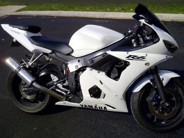 Descuento Carenados Moto Yamaha YZF R6S 2006-2009 - Blanco Negro Calcomanías