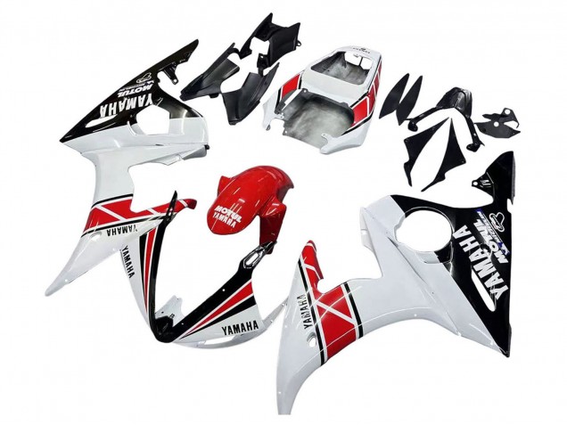 Descuento Carenados Moto Yamaha YZF R6S 2006-2009 - Blanco Rojo Negro Brillante Motul