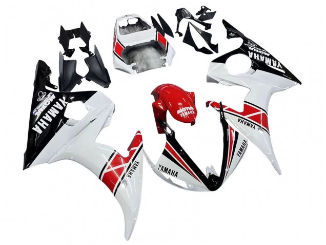 Descuento Carenados Moto Yamaha YZF R6S 2006-2009 - Blanco Rojo Negro Brillante Motul