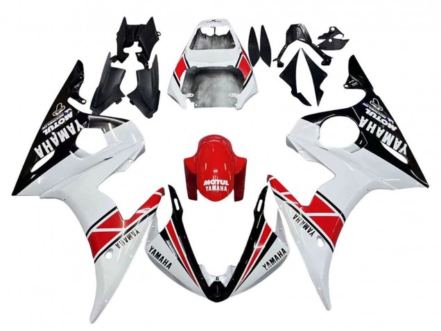 Descuento Carenados Moto Yamaha YZF R6S 2006-2009 - Blanco Rojo Negro Brillante Motul