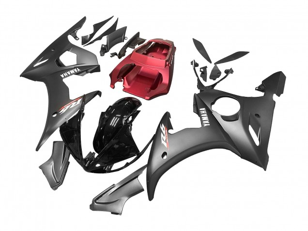 Descuento Carenados Moto Yamaha YZF R6 2003-2004 - Rojo Negro Brillante Negro Mate